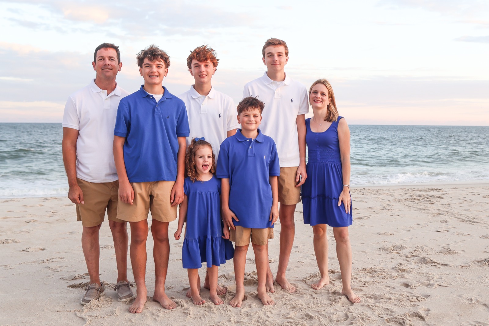 The Carr family together on the beach